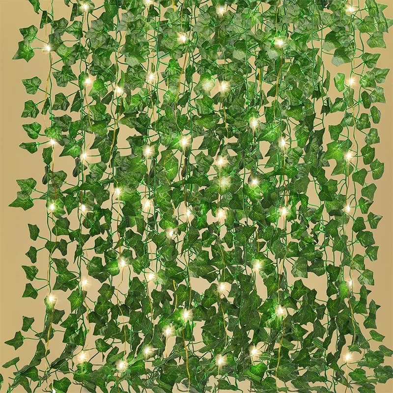Wall Decor Lighting Tree - Grüner Efeu, 210 cm, LED-Lichterkette, Blatt,
