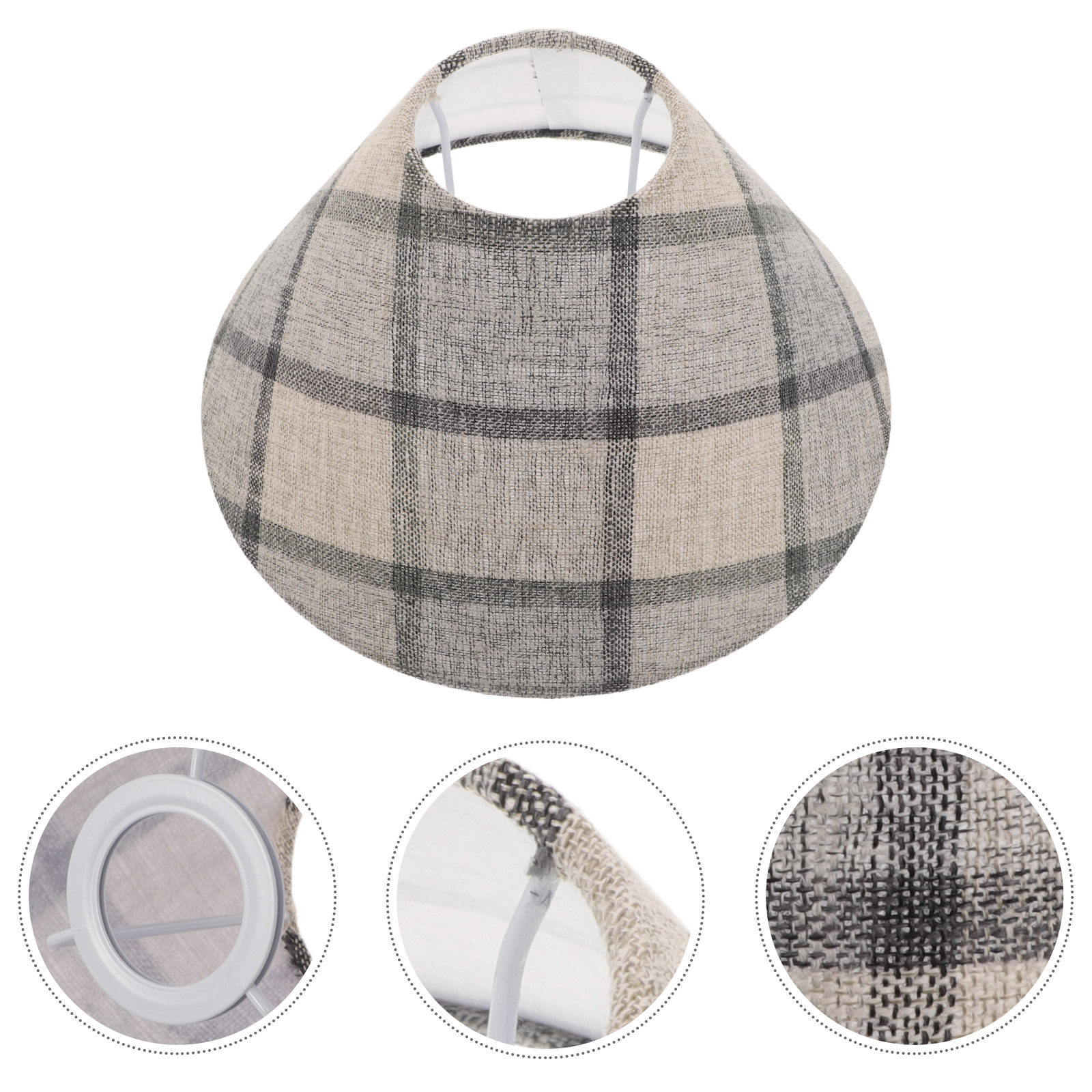 Decor Timeless Lighting - Zeitloser Trommellampenschirm aus kariertem Stoff, E27-kompatibel,