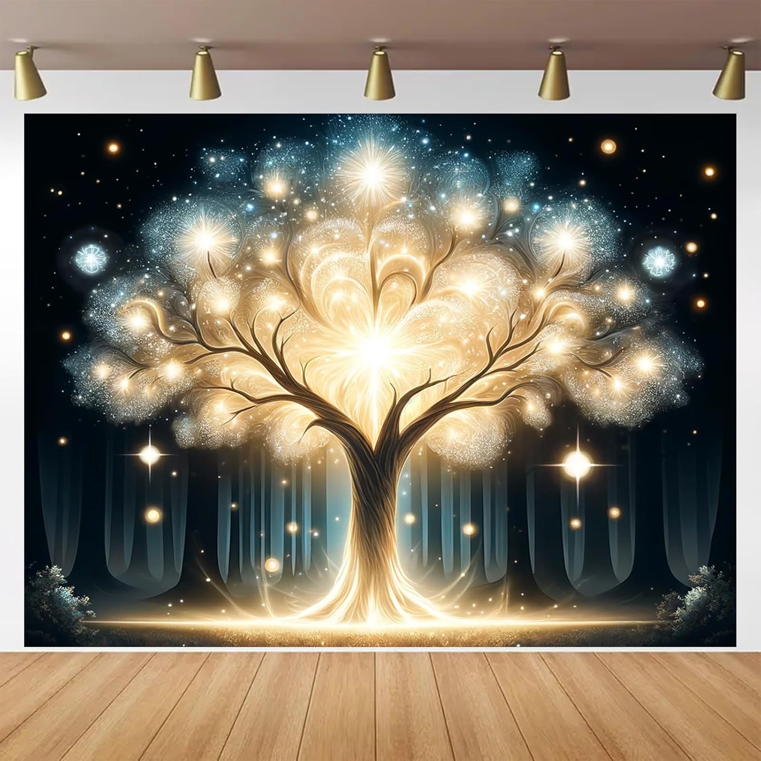 Wall Decor Lighting Tree - Leuchtender Geisterbaum, UV-Schwarzlicht, Wandteppich, Kunstfarbe, Neonlicht,