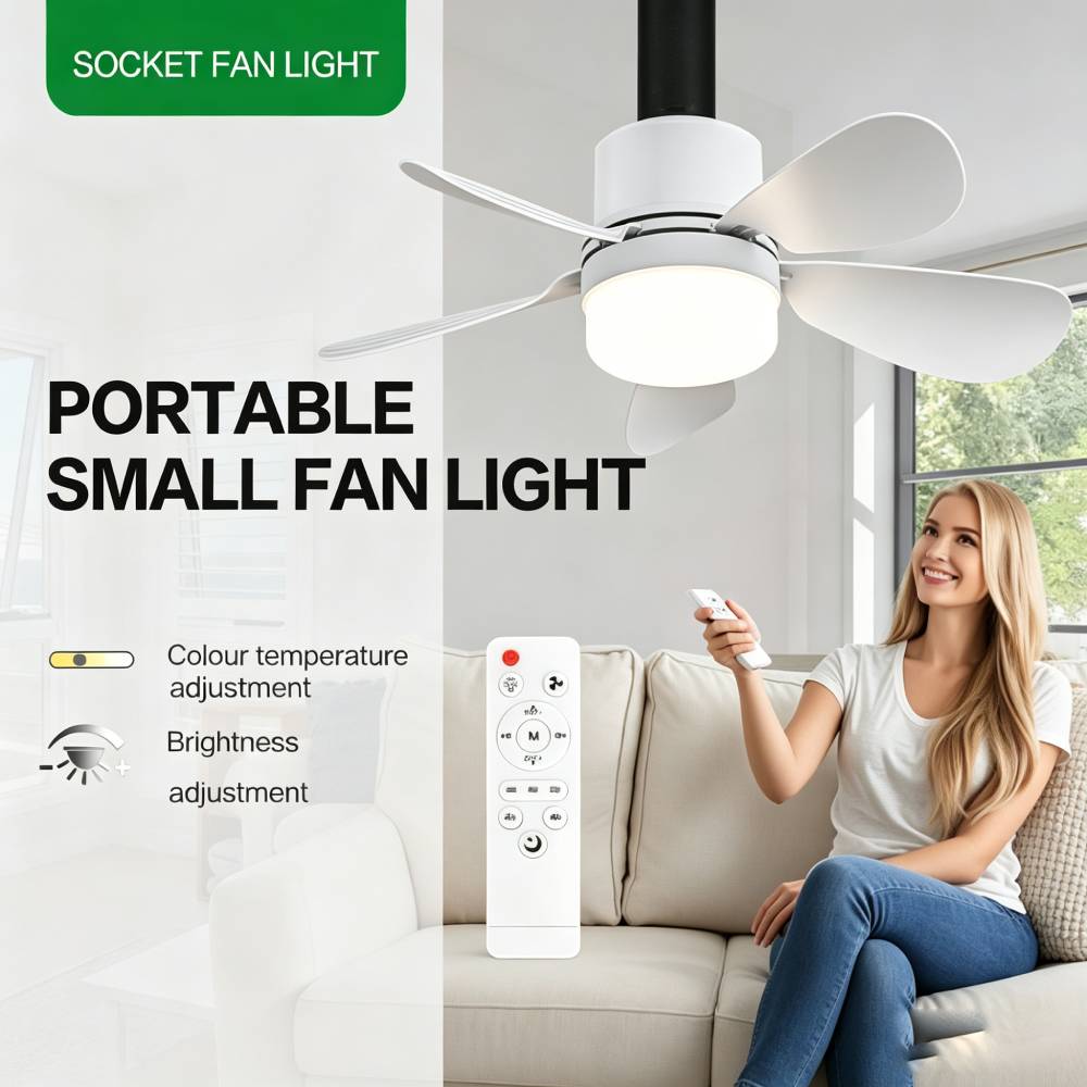 Lighting Design Decor - Sockel-Ventilator mit Fernbedienung, Kleiner Deckenventilator mit