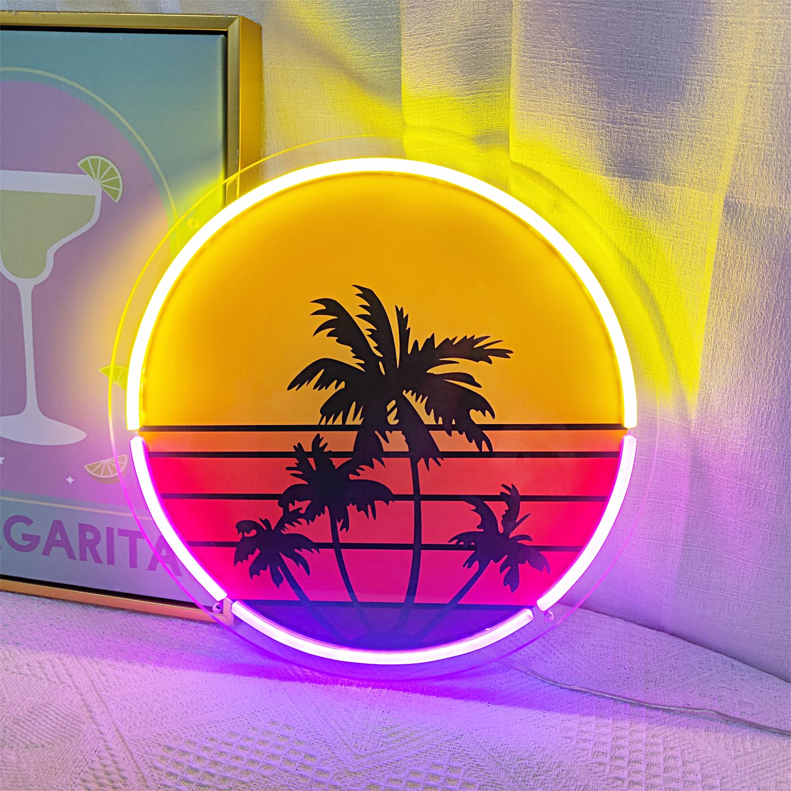 Wall Decor Lighting Tree - Sonnenuntergang-Neonlicht, geeignet für Zimmer, Schlafzimmer, Bar,
