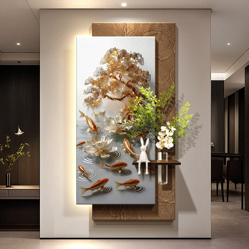 Wall Decor Lighting Tree - Neun Fische, die Reichtum versammeln, Bild