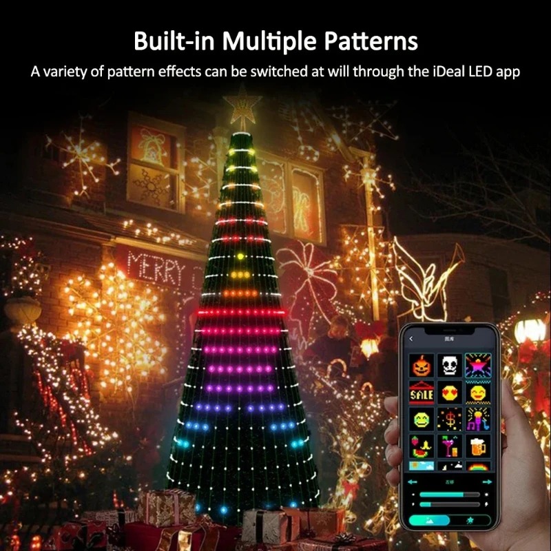 Lighting Decoration For Home - Weihnachtsstern-Baumbeleuchtung RGB LED, Bluetooth APP-gesteuerte Lichterkette