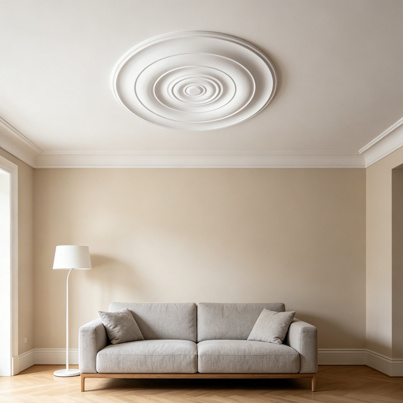 Lighting Design Decor - Runde Deckenrosette im Europäischen Design, PU-Deckenornament,