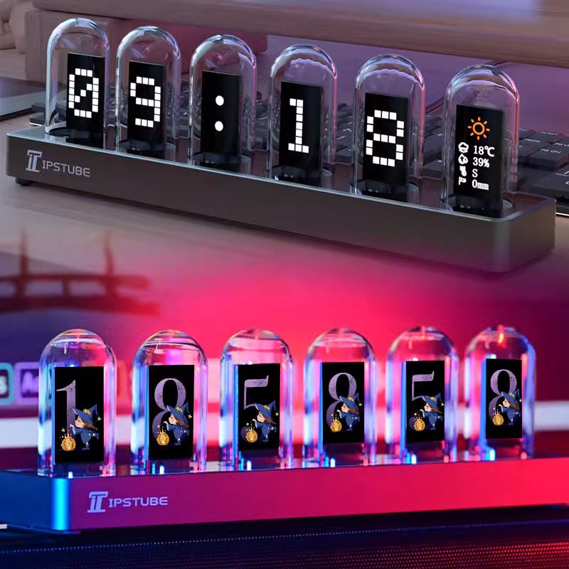 Lighting Home Decor Ideas - RGB Nixie-Röhrenuhr LED-Leuchten IPS-Farbbildschirm DIY Analog-Digital-Röhren-Nachtlichter