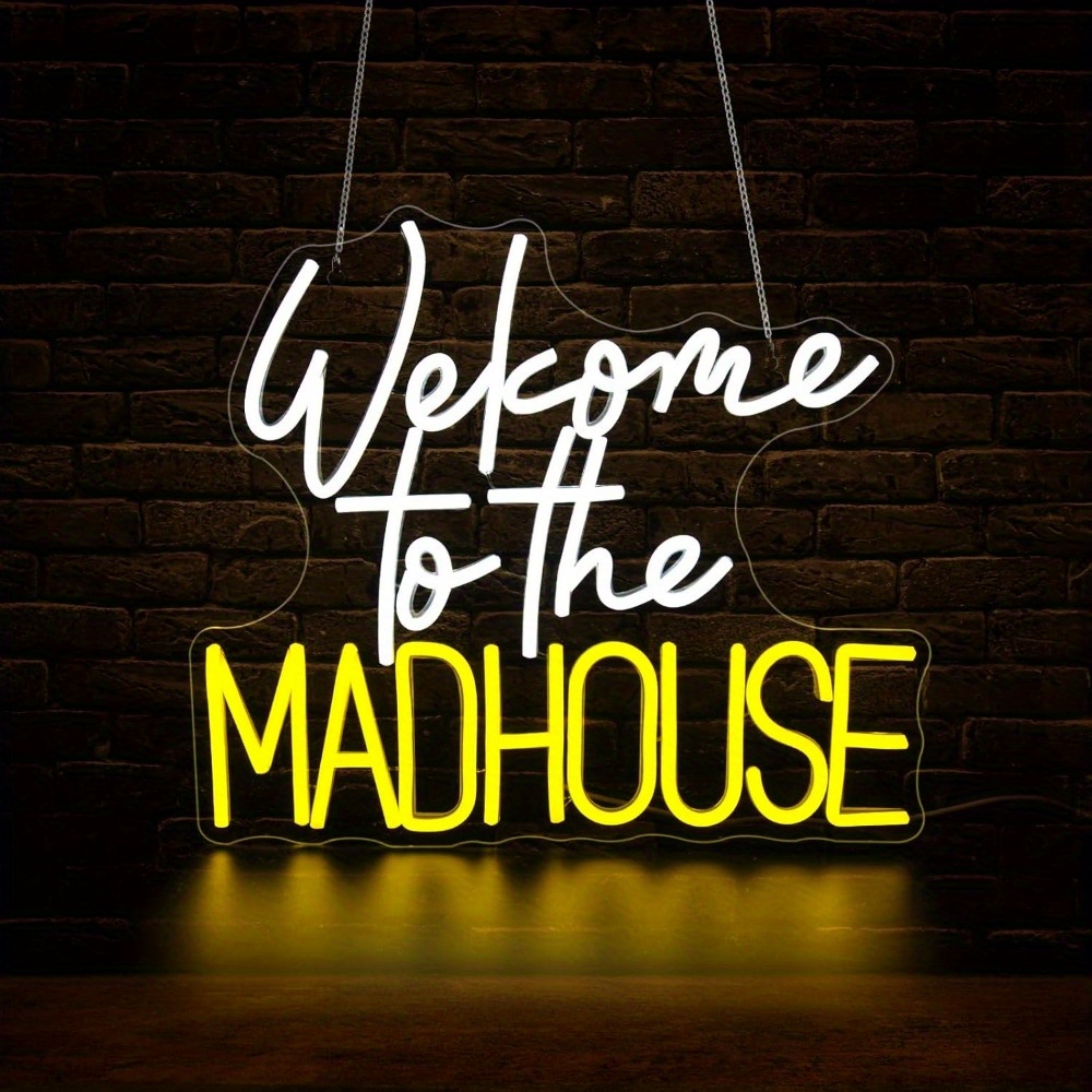 Lighting Home Decor Ideas - Willkommen im Madhouse Neonschild Lustige LED-Wandleuchte