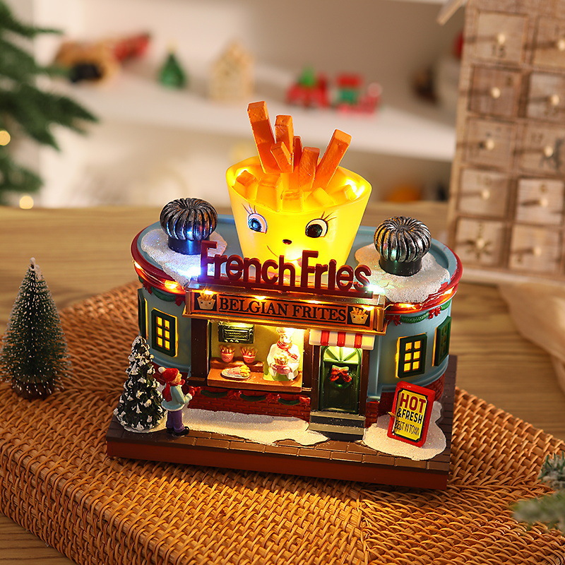 Lighting Home Decor Ideas - Weihnachtliche Leucht-Musikbox-Deko: Weihnachtsmann-Geschenkbox-Ornament aus Harz für
