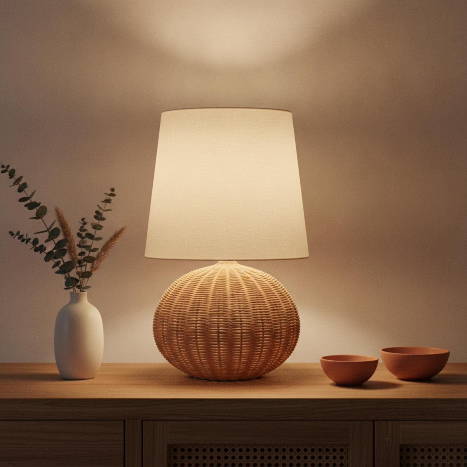 Nachttischlampe mit Rattanfuß  – Room Decor Lighting Lamp Bewertung und Preis