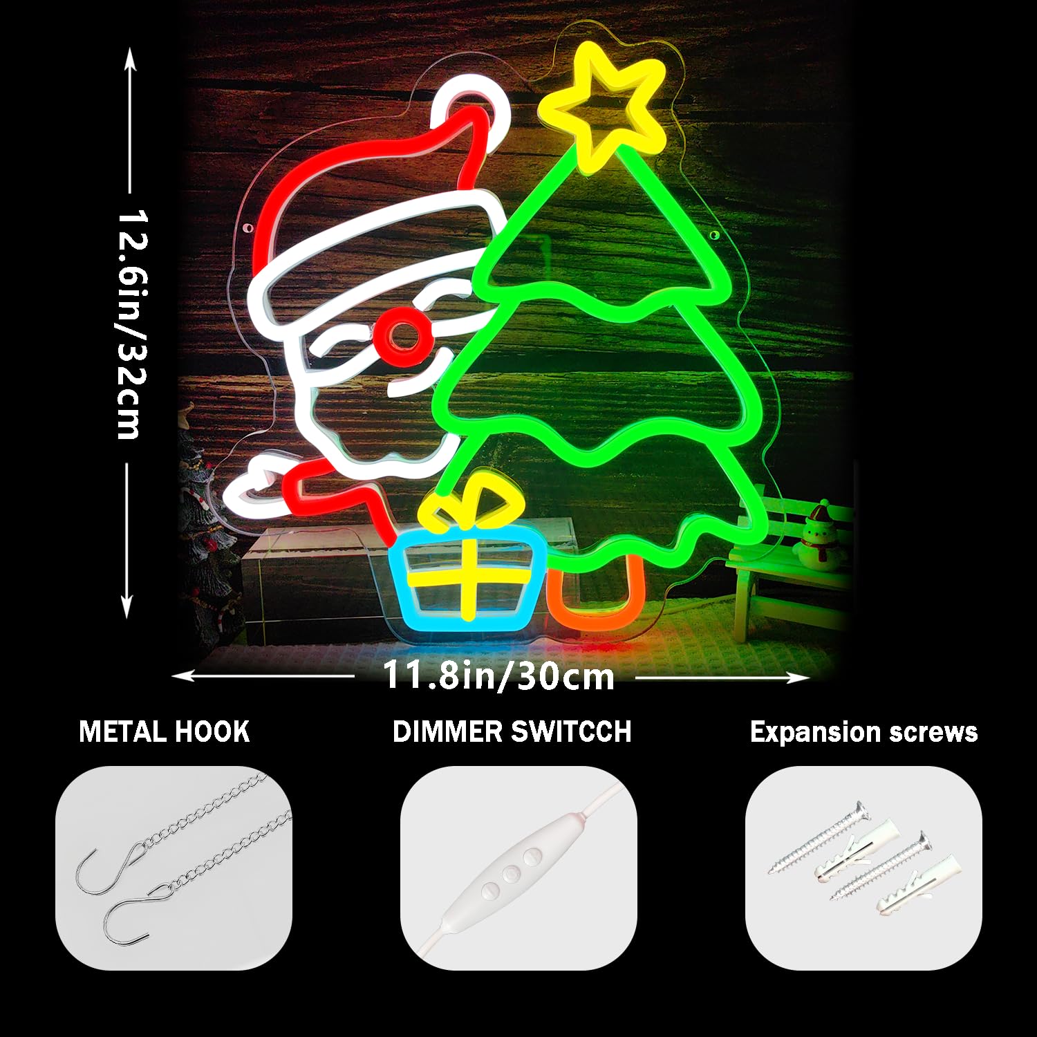 Weihnachtsmann-Neonschild für  – Wall Decor Lighting Tree Bewertung und Preis