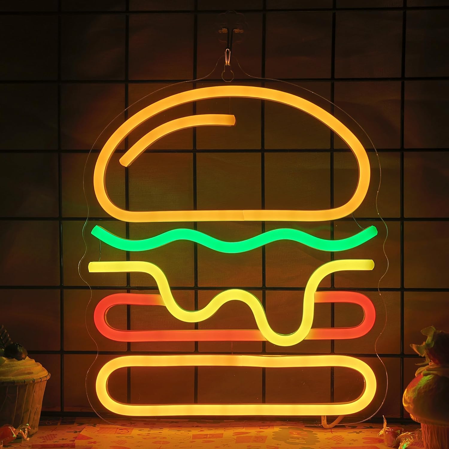 Burger-Neonschild mit mehrlagi – Lighting Home Decor Ideas Bewertung und Preis