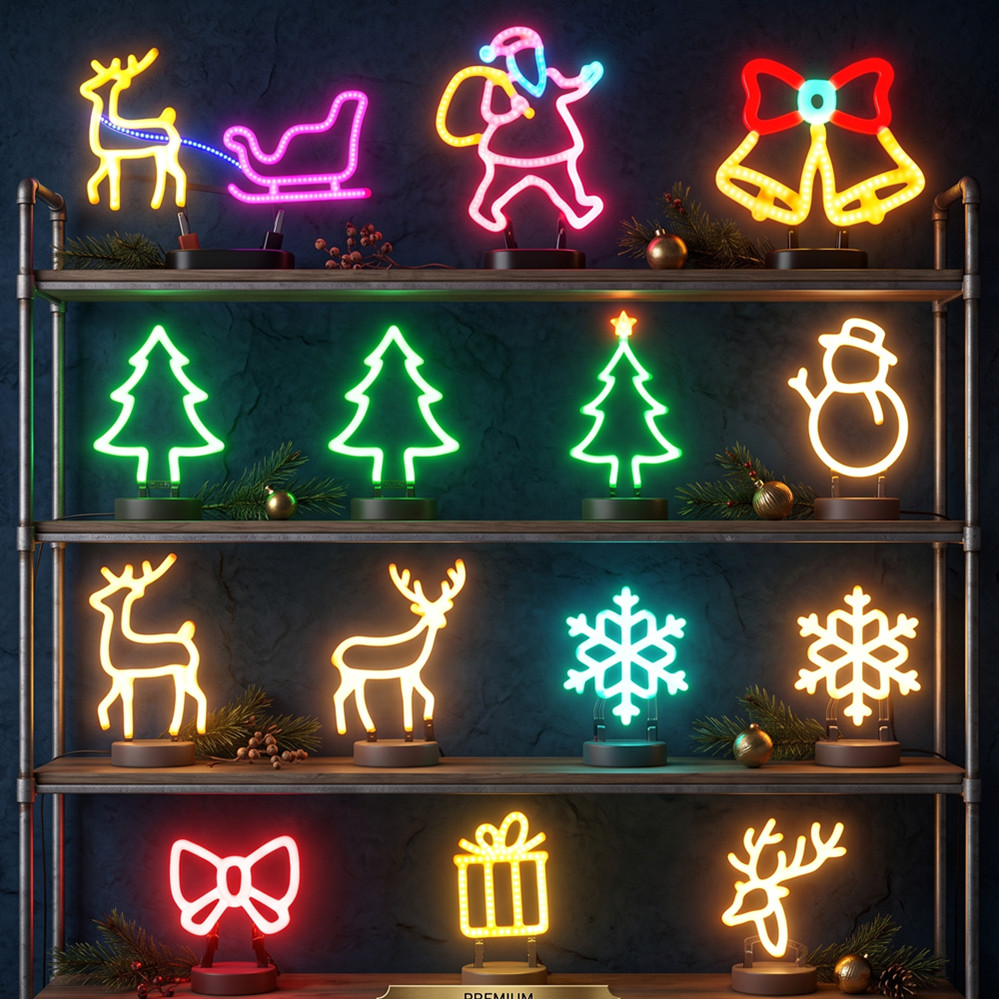 Weihnachtsdekoration LED-Neons – Wall Decor Lighting Tree Bewertung und Preis