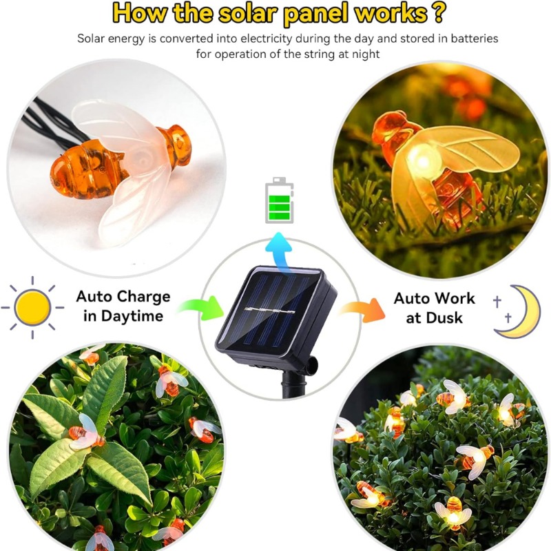 Solar-Bienen-Lichterkette 7m 5 – Outdoor Lighting Wedding Decor Bewertung und Preis