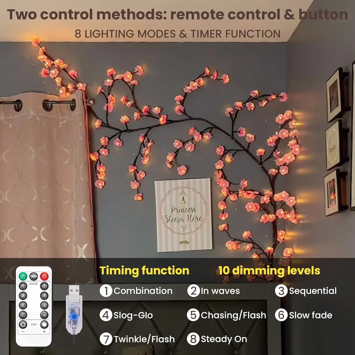 Kirschblüten-Weidenrebe, Zweig – Wall Decor Lighting Tree Bewertung und Preis